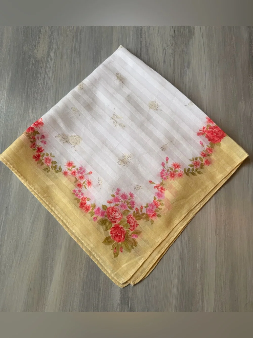 Pierre Balmain Paris French Luxury Vibrant Floral White & Yellow Scarf Bandana